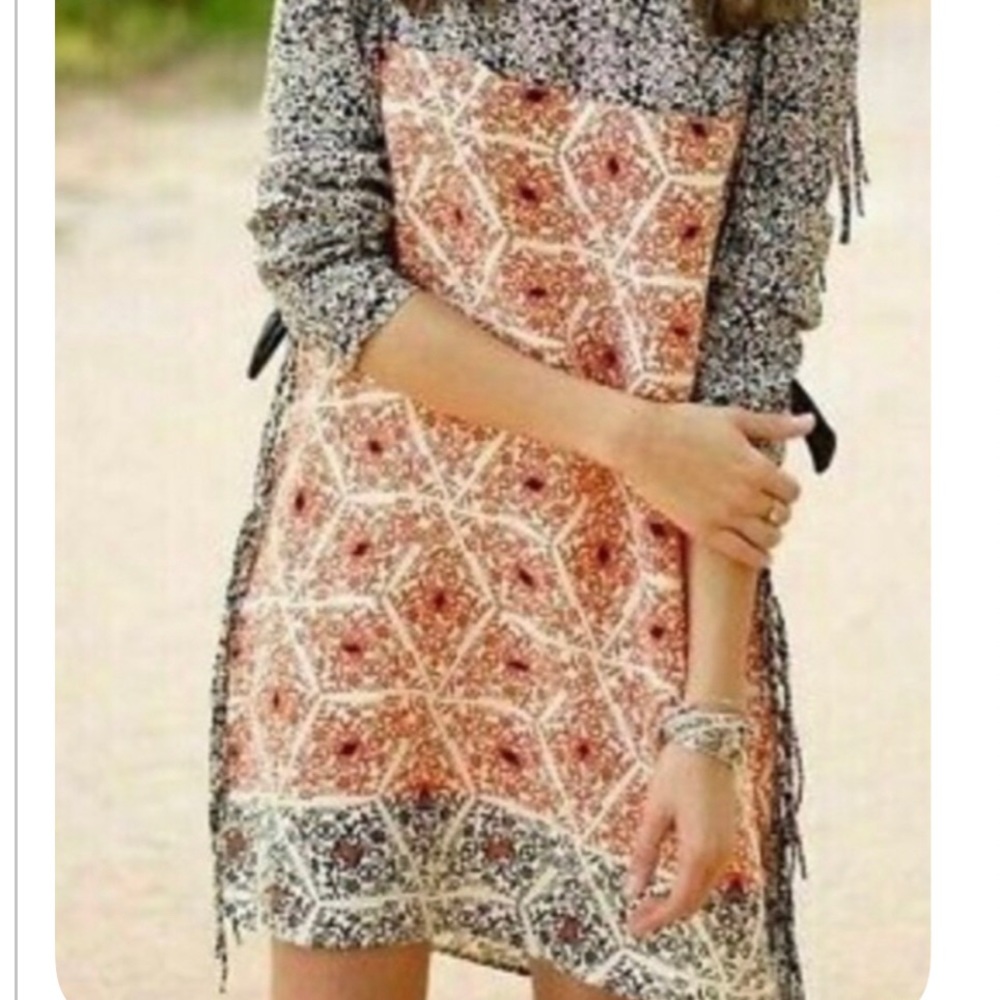 Zara multi colored swing dress with fringe.